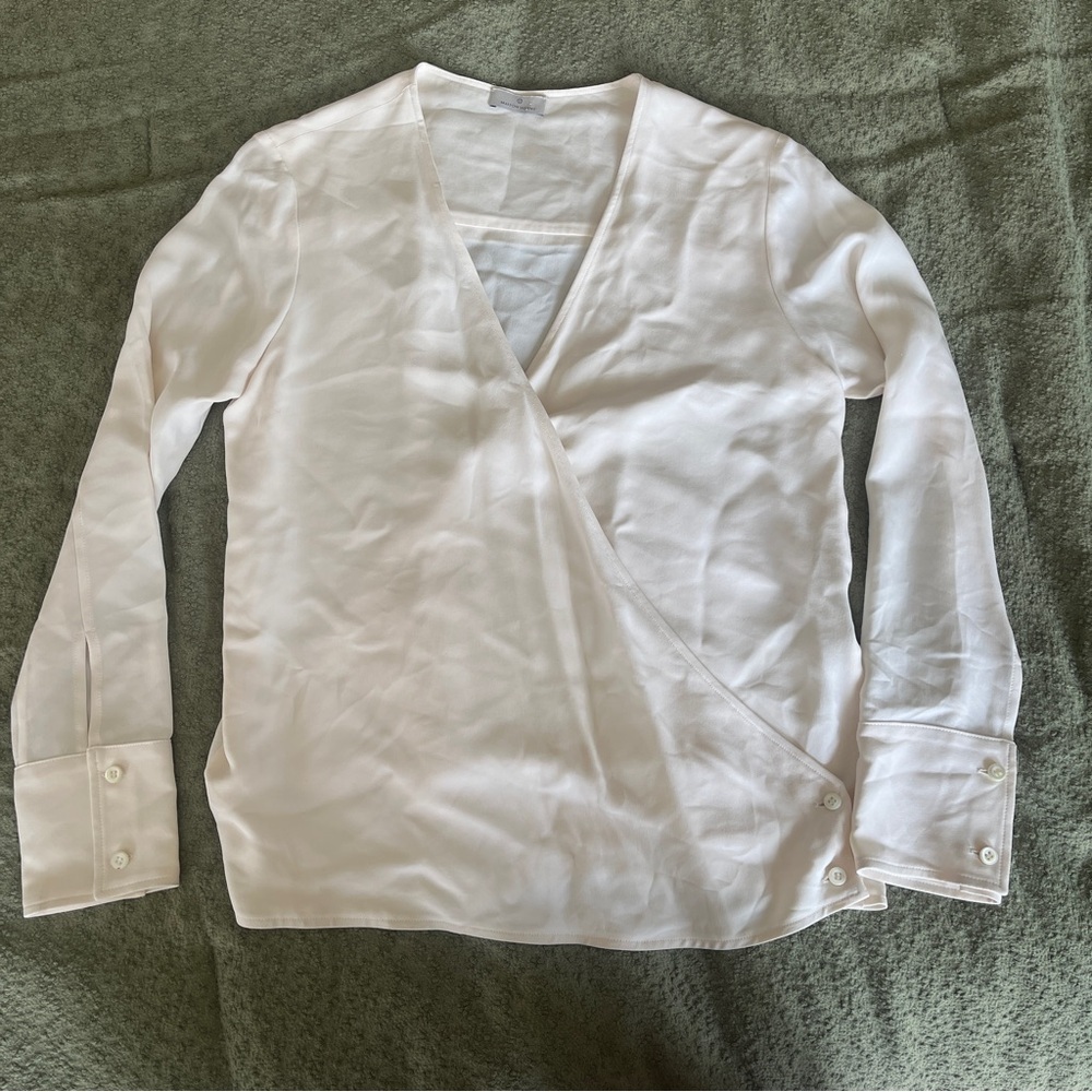 RARE Maison Ullens 100% Silk Cream Wrap Blouse - Luxury Designer Top